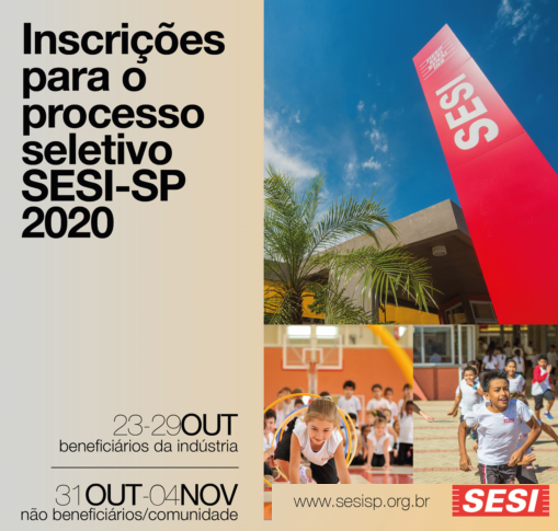 Rede escolar SESI-SP abre inscrições para 2020