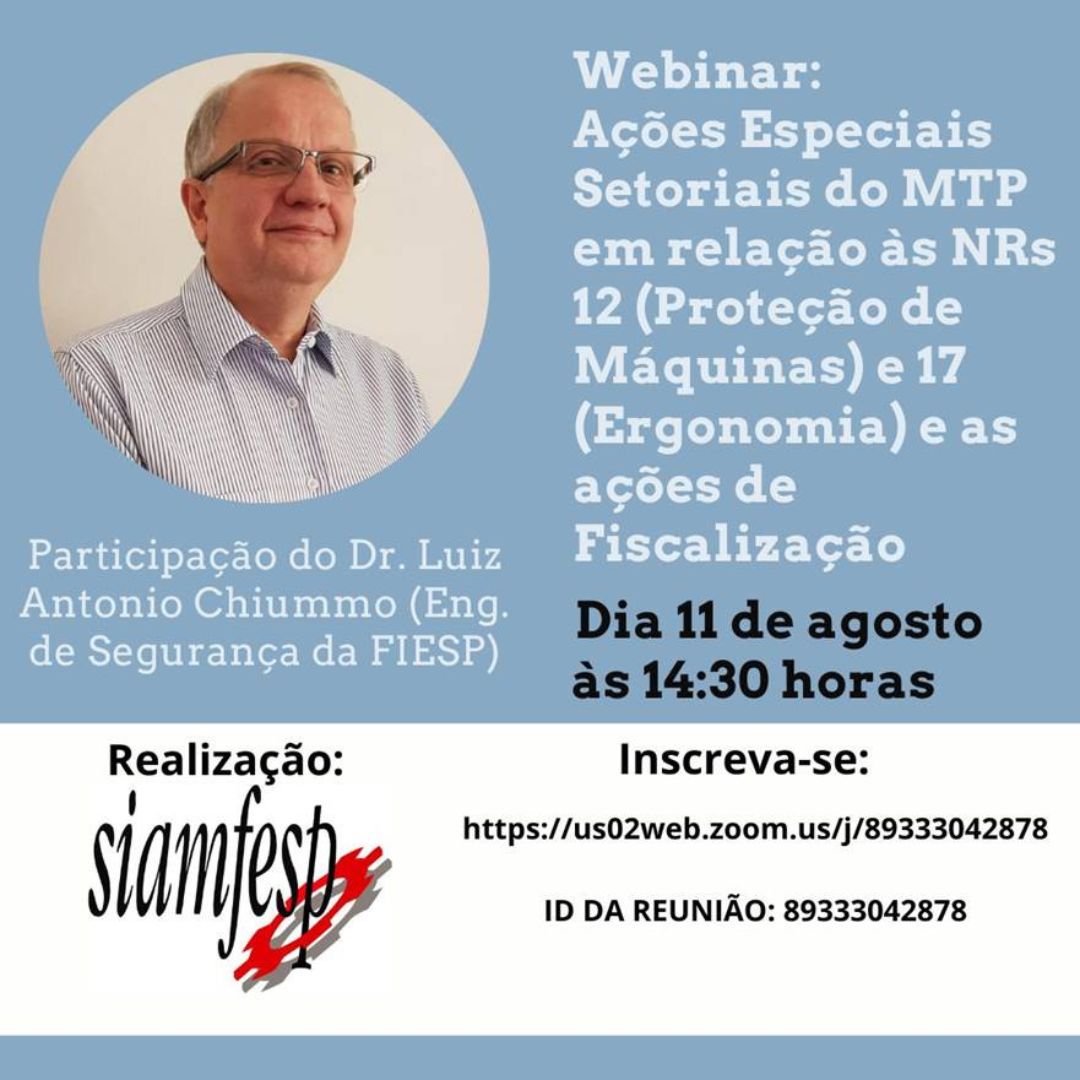 Webinar AES DO MTP em relação às NRs 12 e 17  e as ações de Fiscalização 