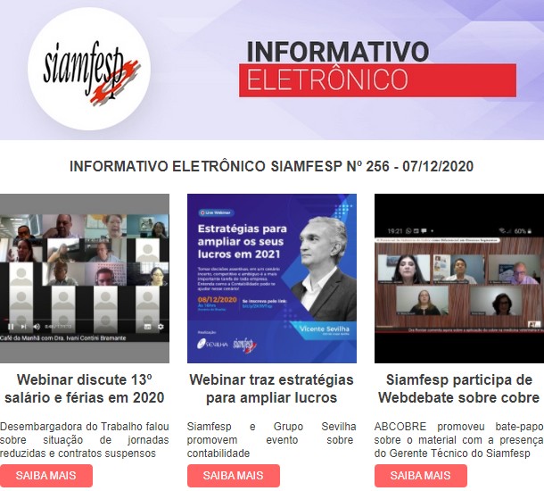 Informativo Eletrônico 256 - SIAMFESP