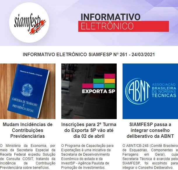 Informativo Eletrônico 261 - SIAMFESP
