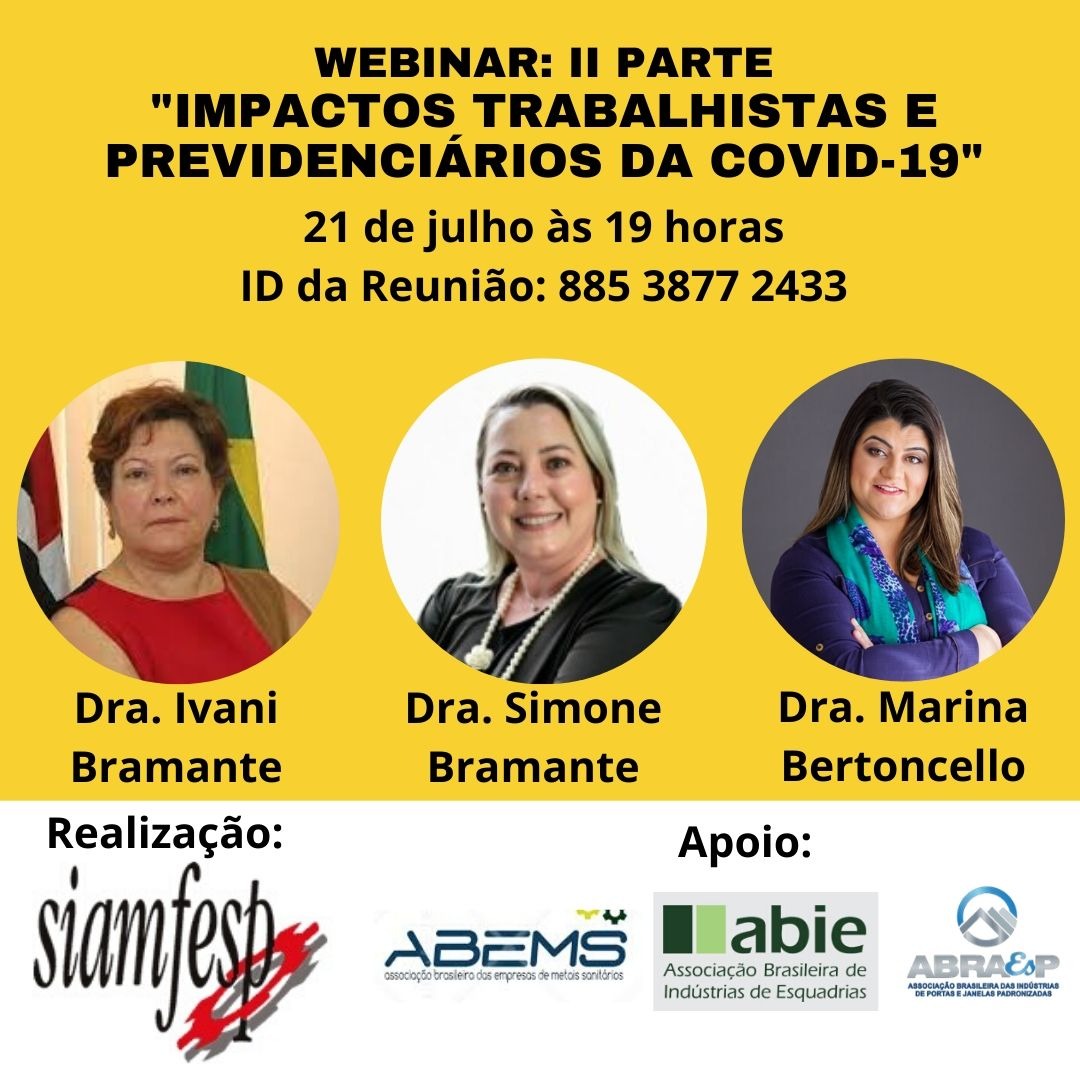 Webinar: II Parte "Impactos trabalhistas e previdenciários da Covid-19"