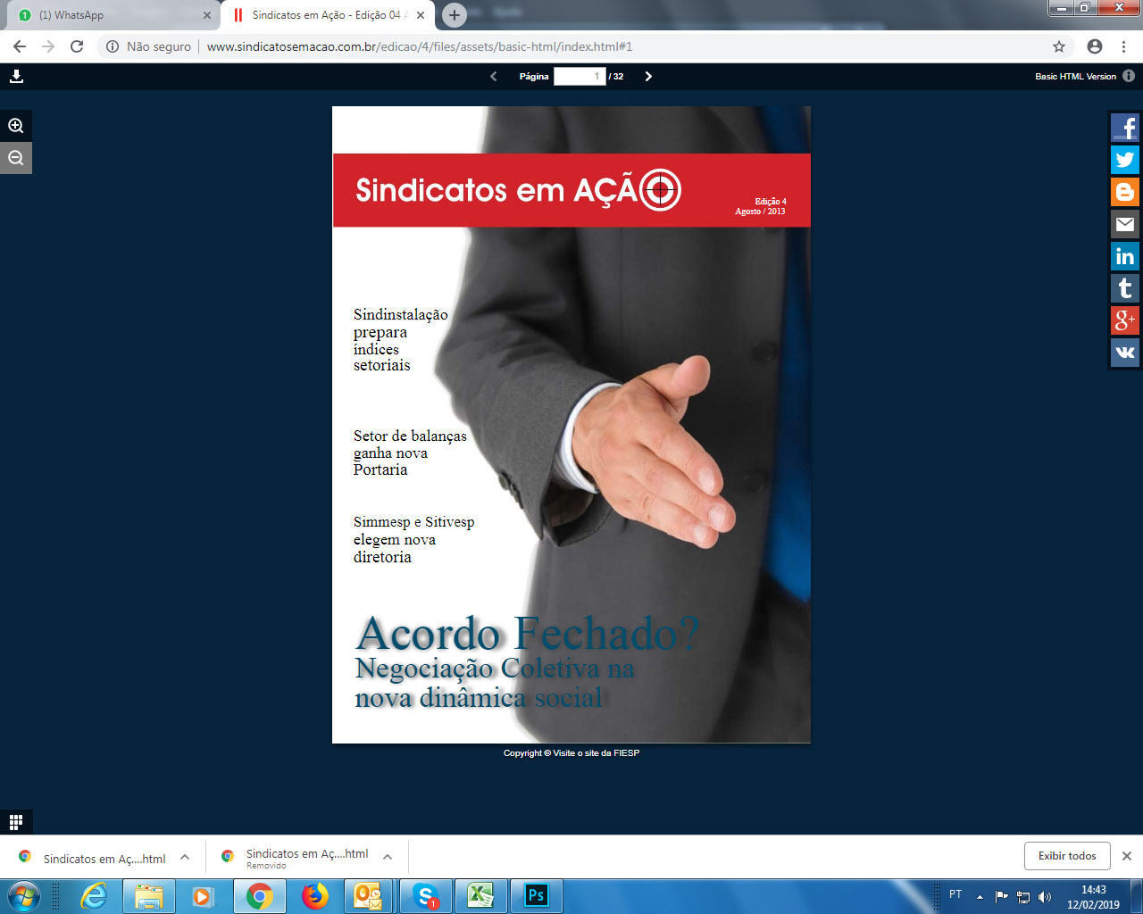 Revista Sindicatos em Ação –  Edição 04 – Agosto 2013