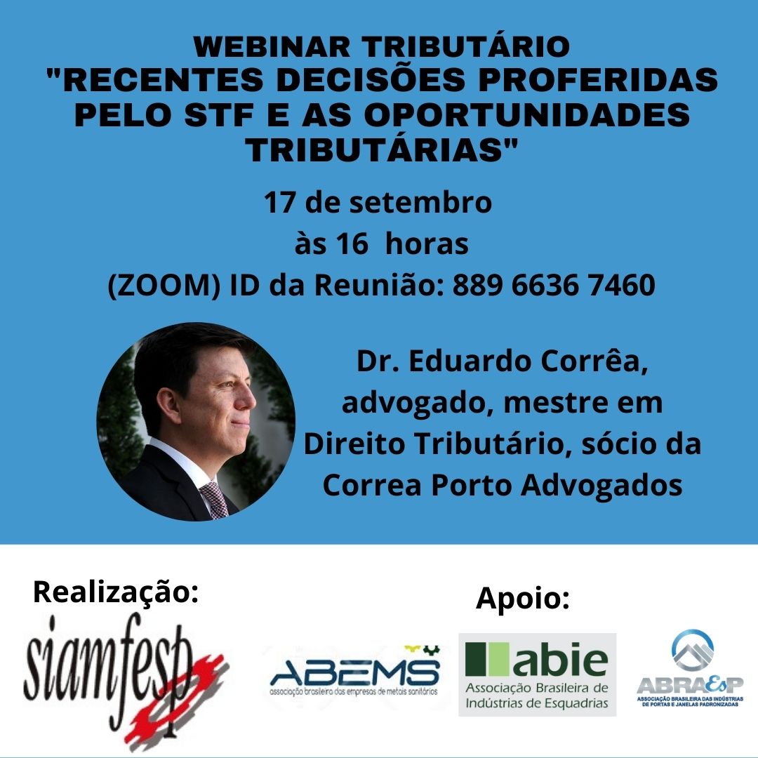 Webinar "Recentes decisões do STF e oportunidades tributárias"